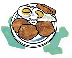 Jonnycake breakfast illustration by Rayne Beaudoin
